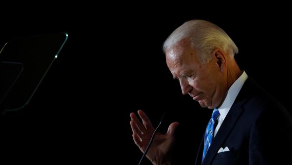 Democratic presidential candidate former Vice President Joe Biden reacts as he delivers a speech during the Women's Leadership Forum in Washington, U.S. October 17, 2019 - Sputnik International