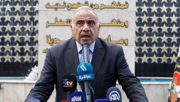 Iraqi Prime Minister Adel Abdul Mahdi speaks during a symbolic funeral ceremony of Major General Ali al-Lami, who commands the Iraqi Federal Police's Fourth Division, who was killed in Salahuddin, in Baghdad, Iraq October 23, 2019. - Sputnik International