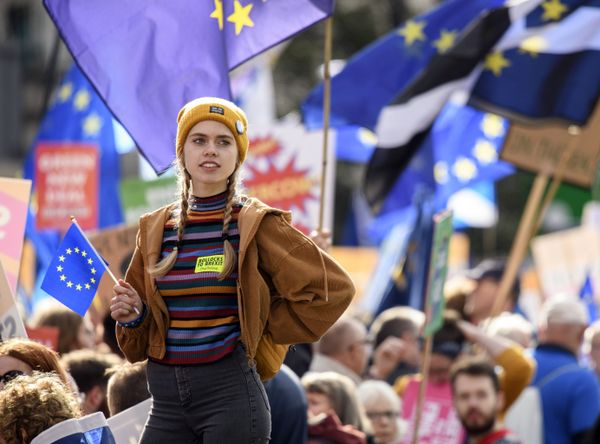 A woman takes part in anti-Brexit protest in London A woman takes part in anti-Brexit protest in London - Sputnik International
