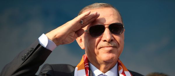Turkish President Tayyip Erdogan salutes during a gathering in Kayseri, Turkey, October 19, 2019. Turkish President Tayyip Erdogan salutes during a gathering in Kayseri, Turkey, October 19, 2019. - Sputnik International