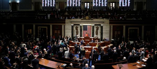 The votes of the members are displayed on an electronic tote board as the U.S. House of Representatives cast their votes on a resolution that sets up the next steps in the impeachment inquiry of U.S. President Donald Trump on Capitol Hill in Washington, U.S., October 31, 2019. REUTERS/Tom Brenner The votes of the members are displayed on an electronic tote board as the U.S. House of Representatives cast their votes on a resolution that sets up the next steps in the impeachment inquiry of U.S. President Donald Trump on Capitol Hill in Washington, U.S., October 31, 2019. REUTERS/Tom Brenner - Sputnik International