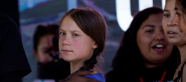 Swedish teen climate activist Greta Thunberg looks on during a march and rally at the Youth Climate Strike in Los Angeles, California, U.S., November 1, 2019. - Sputnik International
