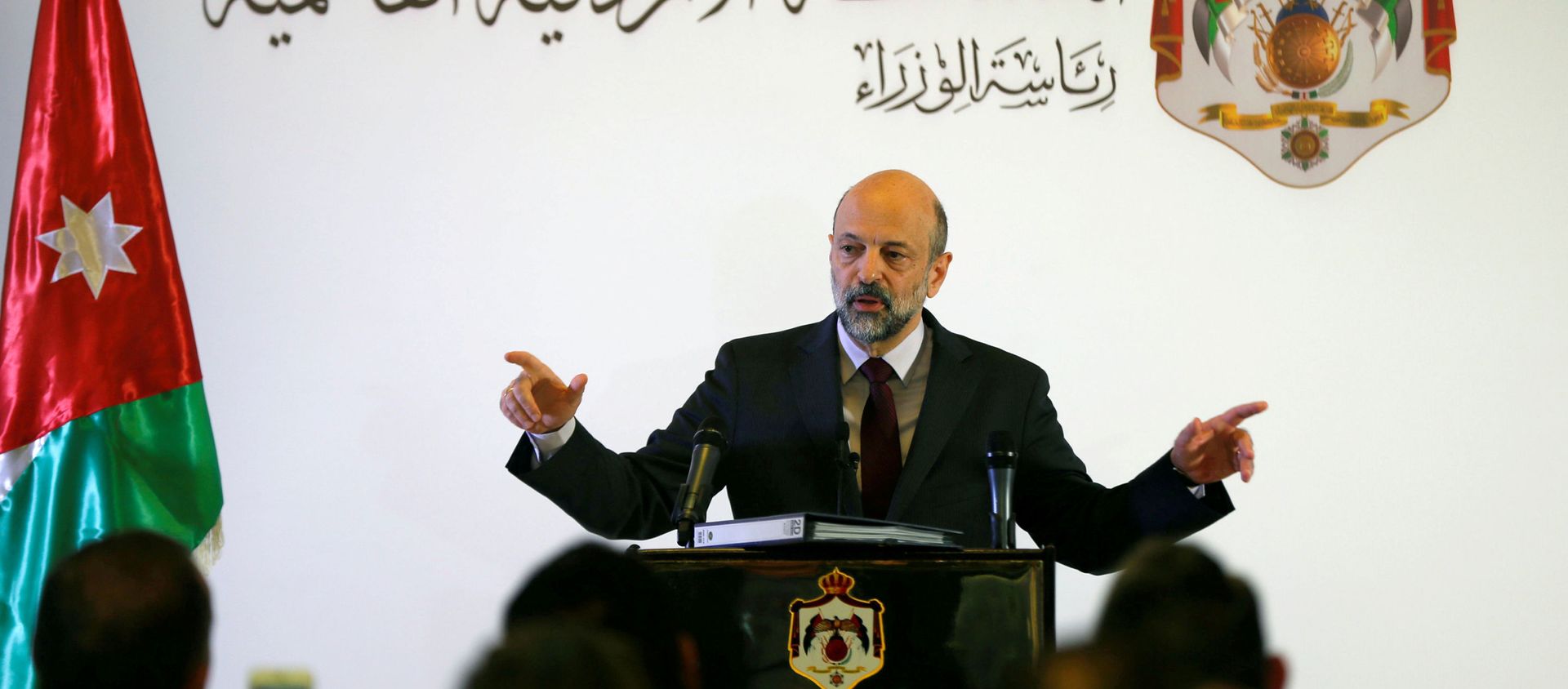 Jordan's Prime Minister Omar al-Razzaz speaks to the media during a news conference in Amman, Jordan April 9, 2019. Jordan's Prime Minister Omar al-Razzaz speaks to the media during a news conference in Amman, Jordan April 9, 2019. - Sputnik International, 1920, 22.05.2020