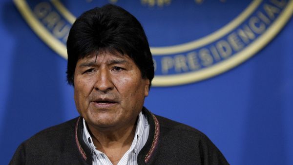 Bolivia's President Evo Morales looks on during a press conference in La Paz, Bolivia, Sunday, Nov. 10, 2019. Morales is calling for new presidential elections and an overhaul of the electoral system Sunday after a preliminary report by the Organization of American States found irregularities in the Oct. 20 elections.  - Sputnik International