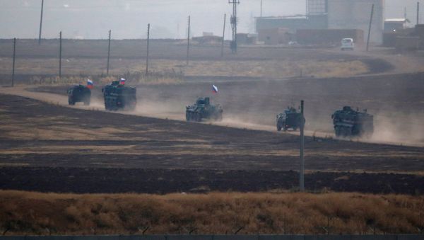 Russian military vehicles return following a joint Turkish-Russian patrol in northeast Syria, as they are pictured near the Turkish border town of Kiziltepe in Mardin province, Turkey, November 1, 2019 Russian military vehicles return following a joint Turkish-Russian patrol in northeast Syria, as they are pictured near the Turkish border town of Kiziltepe in Mardin province, Turkey, November 1, 2019 - Sputnik International