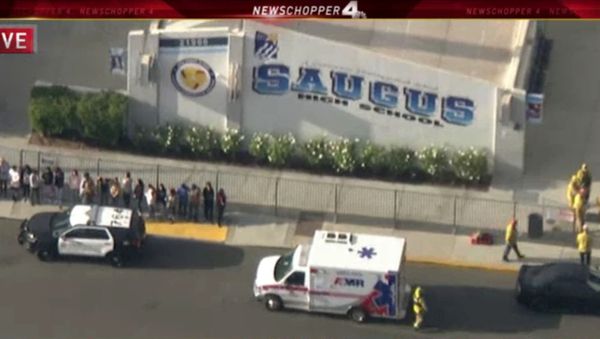 Police and emergency vehicles at Saugus high school in Santa Clarita, California Police and emergency vehicles at Saugus high school in Santa Clarita, California - Sputnik International