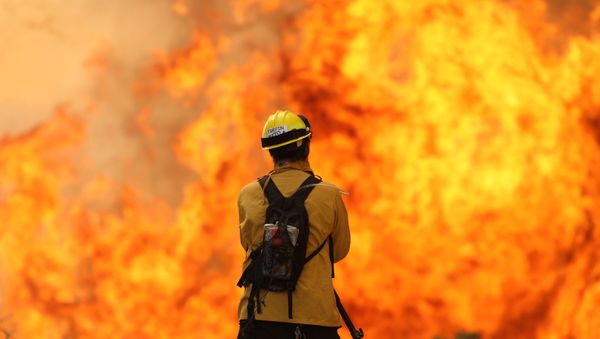 The Cave Fire in the hills of Santa Barbara, California - Sputnik International
