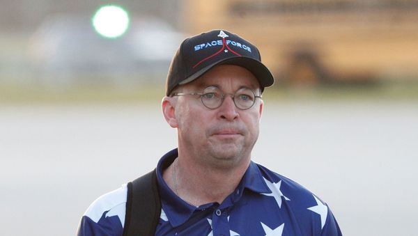 Acting White House Chief of Staff Mick Mulvaney descends from Air Force One wearing a Space Force hat at Palm Beach International Airport in West Palm Beach, Florida, US, November 29, 2019. - Sputnik International