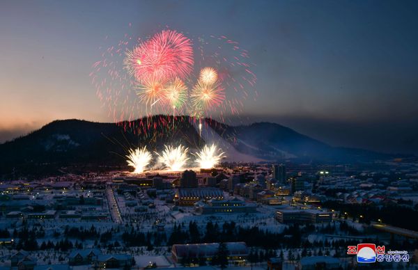 Fireworks explode above during a ceremony celebrating the completion of the township of Samjiyon County, North Korea, in this undated picture released by North Korea's Central News Agency (KCNA) on December 2, 2019.  - Sputnik International