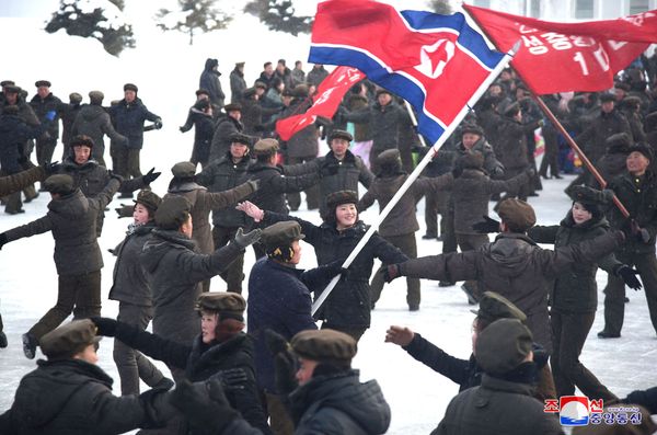 People dance during a ceremony celebrating the completion of township of Samjiyon County, North Korea, in this undated picture released by North Korea's Central News Agency (KCNA) on December 2, 2019.  - Sputnik International