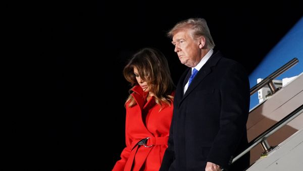 U.S. President Donald Trump and first lady Melania arrive at Stansted Airport, ahead of the NATO summit, in Stansted, Britain December 2, 2019 - Sputnik International