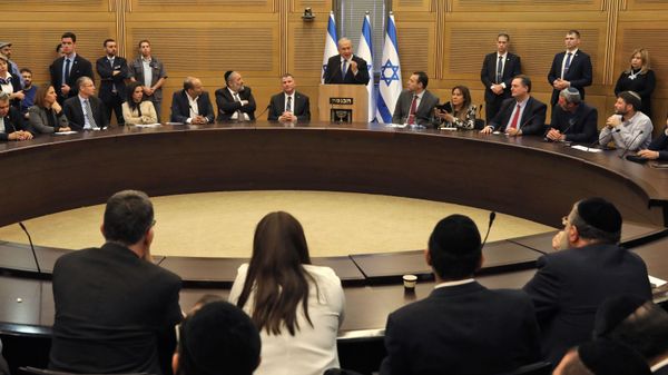 Israeli Prime Minister Benjamin Netanyahu speaks during a meeting of the right-wing bloc at the Knesset (Israeli parliament) in Jerusalem on 20 November 2019. Israeli Prime Minister Benjamin Netanyahu speaks during a meeting of the right-wing bloc at the Knesset (Israeli parliament) in Jerusalem on 20 November 2019. - Sputnik International