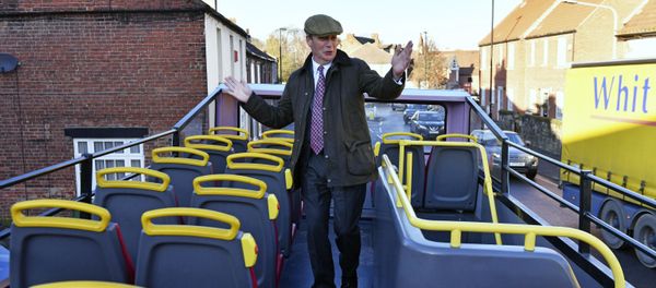 Brexit Party leader Nigel Farage on the party's campaign bus while on the General Election campaign trail in Worksop, England, Tuesday, 3 December 2019 - Sputnik International