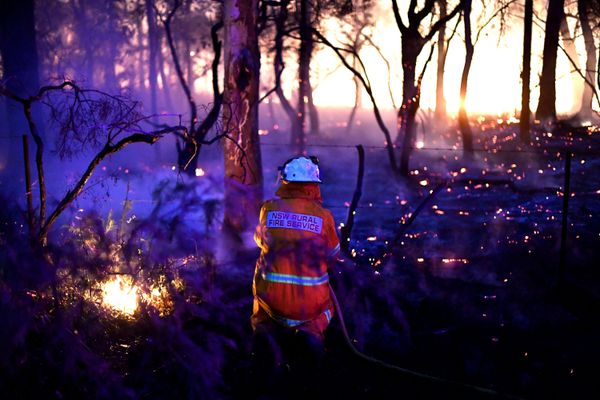 This photo taken on December 7, 2019 shows a firefighter conducting backburning measures to secure residential areas from encroaching bushfires at the Mangrove area, some 90-110 kilometres north of Sydney This photo taken on December 7, 2019 shows a firefighter conducting backburning measures to secure residential areas from encroaching bushfires at the Mangrove area, some 90-110 kilometres north of Sydney - Sputnik International
