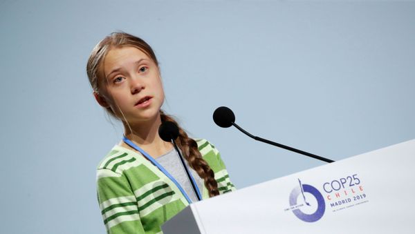 Climate change activist Greta Thunberg speaks at the High-Level event on Climate Emergency during the U.N. Climate Change Conference (COP25) in Madrid, Spain December 11, 2019 - Sputnik International