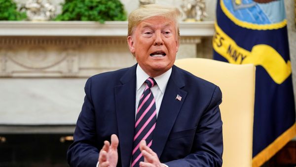 U.S. President Donald Trump speaks with Republican members of Congress a day after the House of Representatives approved articles of impeachment against the Republican president, at the White House in Washington, U.S., December 19, 2019.  - Sputnik International