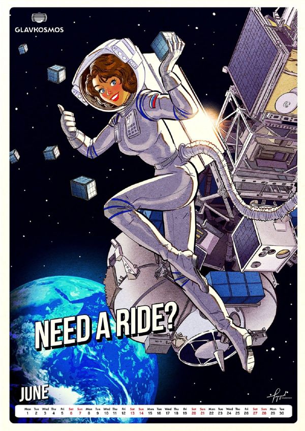 Space-themed pin-up calendar by Roscosmos - Sputnik International