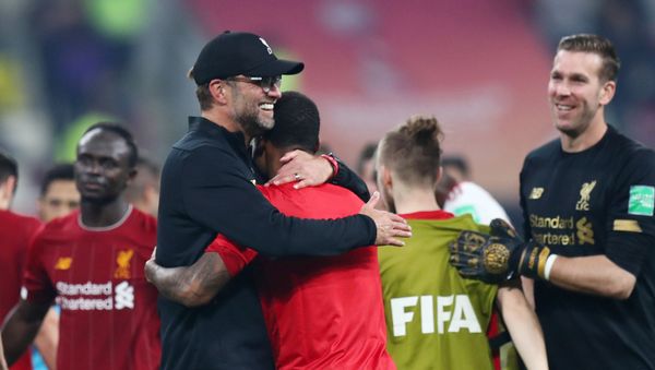 Club World Cup - Final - Liverpool v Flamengo - Khalifa International Stadium, Doha, Qatar - December 21, 2019  Liverpool manager Juergen Klopp and his players celebrate winning the Club World Cup - Sputnik International