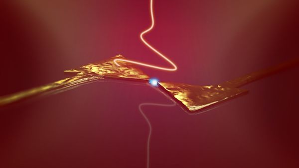 Electrons move between two arms of a metallic nanoantenna driven by a single-cycle light wave. - Sputnik International