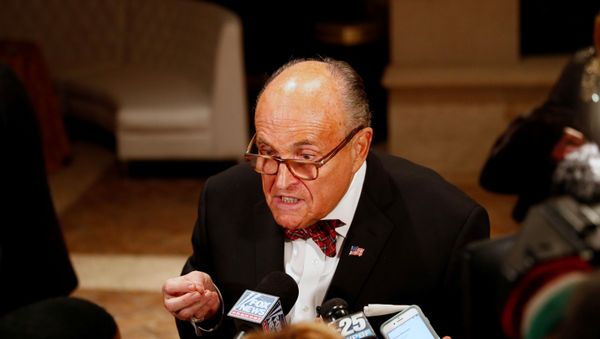 U.S. President Donald Trump's personal lawyer Rudy Giuliani is interviewed by the press at the Mar-a-Lago resort in Palm Beach, Florida, U.S. December 31, 2019.  - Sputnik International