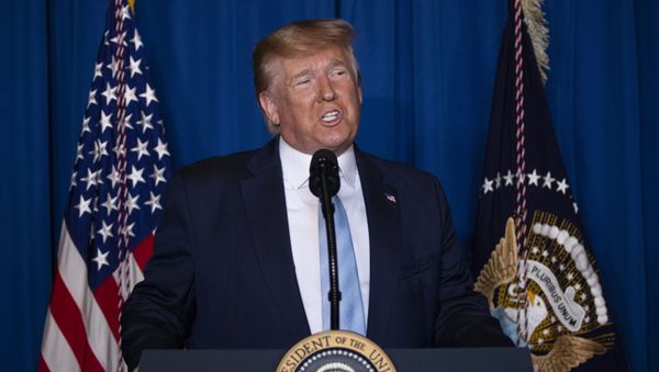 President Donald Trump delivers remarks on Iran, at his Mar-a-Lago property, Friday, Jan. 3, 2020, in Palm Beach, Fla President Donald Trump delivers remarks on Iran, at his Mar-a-Lago property, Friday, Jan. 3, 2020, in Palm Beach, Fla - Sputnik International