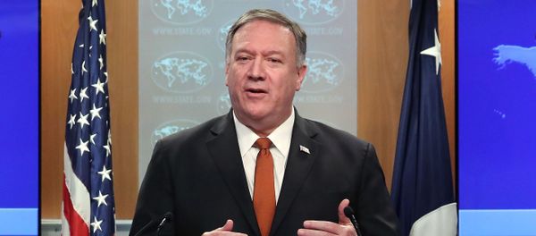 In this file photo taken on November 26, 2019, US Secretary of State Mike Pompeo speaks to the media in the briefing room at the State Department in Washington, DC. In this file photo taken on November 26, 2019, US Secretary of State Mike Pompeo speaks to the media in the briefing room at the State Department in Washington, DC. - Sputnik International