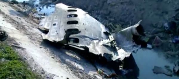 Part of the wreckage from Ukraine International Airlines flight PS752, a Boeing 737-800 plane that crashed after taking off from Tehran's Imam Khomeini airport on January 8, 2020, is seen in this still image taken from Iran Press footage. - Sputnik International