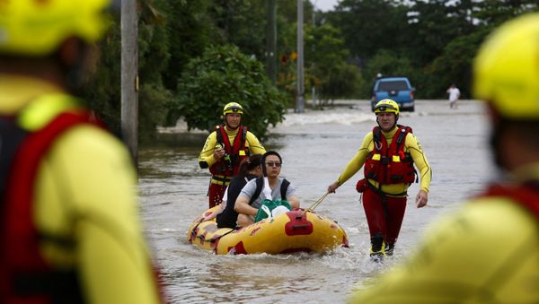 This image from a video, shows a submerged car on Gold Coast, Australia Saturday, Jan. 18, 2020. Heavy rain lashed parts of Australia’s New South Wales and Queensland states on Saturday causing flashfloods, while wildfires continue to burn in other parts of the country.  - Sputnik International