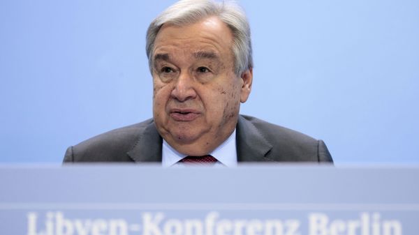 United Nations Secretary-General Antonio Guterres speaks during a news conference after the conference on Libya at the chancellery in Berlin, Germany, Sunday, Jan. 19, 2020.  - Sputnik International