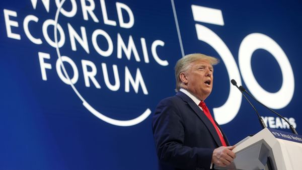 U.S. President Donald Trump delivers a speech during the 50th World Economic Forum (WEF) annual meeting in Davos, Switzerland, January 21, 2020 - Sputnik International