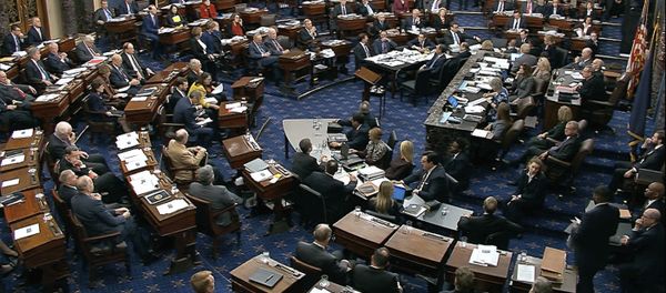 In this image from video, Senators vote on approving the rules for the impeachment trial against President Donald Trump in the Senate at the U.S. Capitol in Washington, Wednesday, Jan. 22, 2020 In this image from video, Senators vote on approving the rules for the impeachment trial against President Donald Trump in the Senate at the U.S. Capitol in Washington, Wednesday, Jan. 22, 2020 - Sputnik International