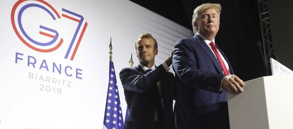 President Donald Trump and French President Emmanuel Macron wrap up a joint press conference at the G-7 summit in Biarritz, France, 26 August 2019 President Donald Trump and French President Emmanuel Macron wrap up a joint press conference at the G-7 summit in Biarritz, France, 26 August 2019 - Sputnik International