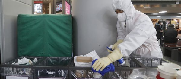 FILE - In this Jan. 24, 2020, file photo an employee works to prevent a new coronavirus at Suseo Station in Seoul, South Korea. FILE - In this Jan. 24, 2020, file photo an employee works to prevent a new coronavirus at Suseo Station in Seoul, South Korea. - Sputnik International