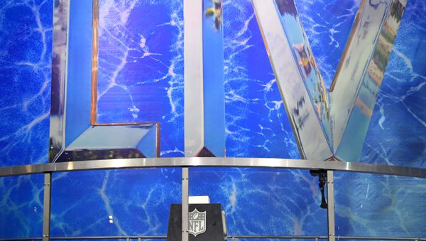  Jan 25, 2020; Miami, Florida, USA; A detail shot of the Super Bowl LIV logo at the Grand Opening of the NFL's Super Bowl Experience at the Miami Beach Convention Center. - Sputnik International