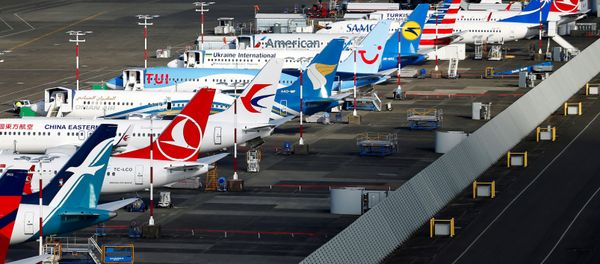 An aerial photo shows several Boeing 737 MAX airplanes grounded at Boeing Field in Seattle, Washington, U.S. March 21, 2019 - Sputnik International