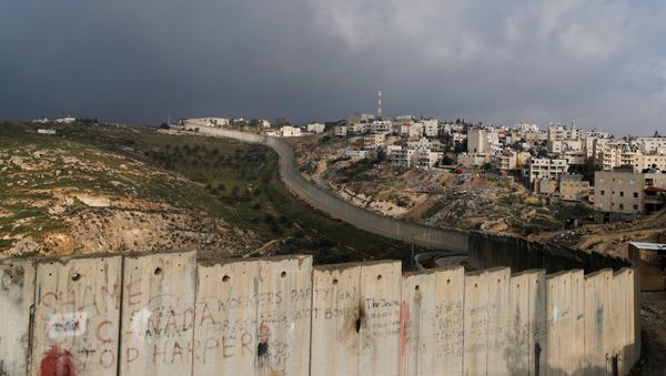 A general view picture shows the Israeli barrier running along the Palestinian town of Abu Dis in the Israeli-occupied West Bank, east of Jerusalem January 29, 2020 A general view picture shows the Israeli barrier running along the Palestinian town of Abu Dis in the Israeli-occupied West Bank, east of Jerusalem January 29, 2020 - Sputnik International