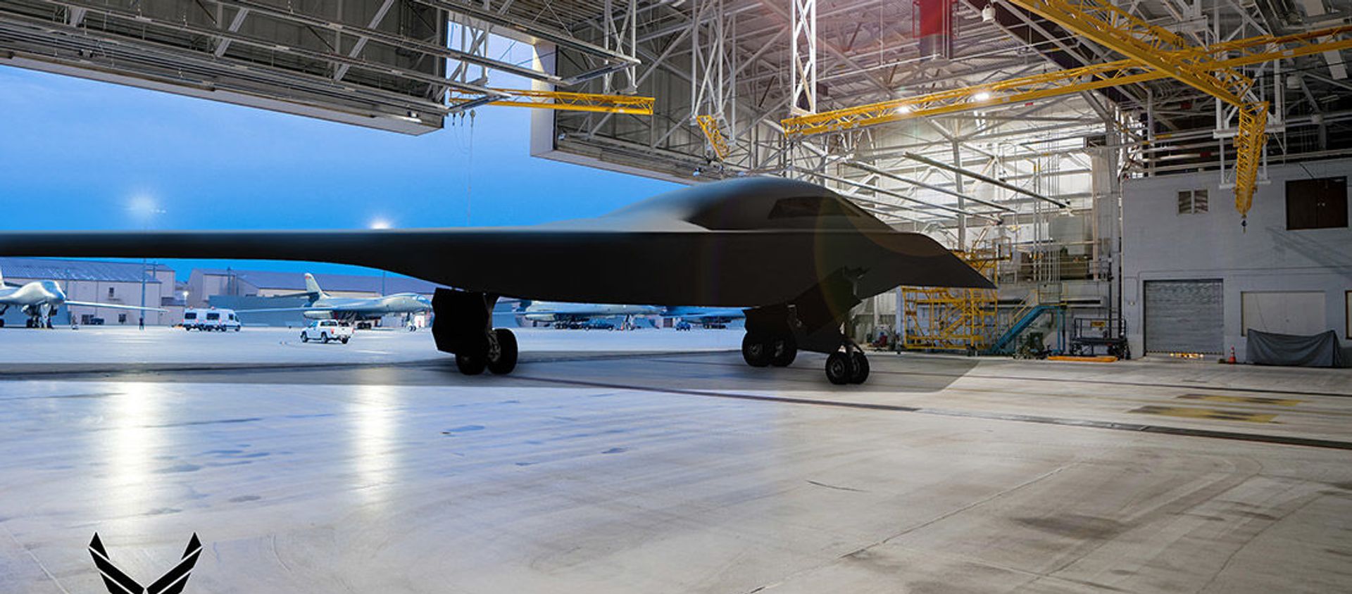 This is an artist rendering of a B-21 Raider concept in a hangar at Ellsworth Air Force Base, S.D. Ellsworth AFB is one of the bases expected to host the new airframe. (Courtesy graphic by Northrop Grumman) - Sputnik International, 1920, 09.06.2021
