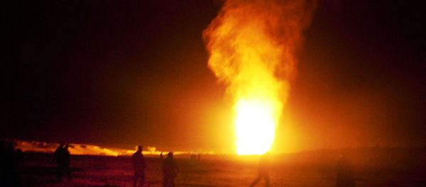 Flames shoot into the air after a gas pipeline explosion in the Sinai peninsula, 240 miles (374 kilometers) southeast of Cairo, Egypt, Sunday, Feb. 5, 2012 Flames shoot into the air after a gas pipeline explosion in the Sinai peninsula, 240 miles (374 kilometers) southeast of Cairo, Egypt, Sunday, Feb. 5, 2012 - Sputnik International