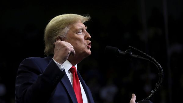 US President Donald Trump at Drake University in Des Moines, Iowa - Sputnik International