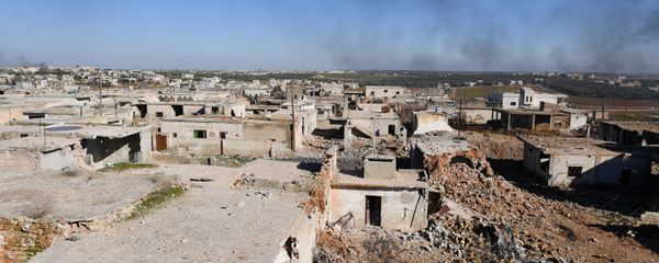 Smoke rises over the Deir Sharqi village, about four kilometres from the town of Maarrat al-Numan, southern Idlib province, Syria. Deir Sharqi and some other jihadist-held villages near the key town Maarrat al-Numan were captured by Syrian army forces.  - Sputnik International