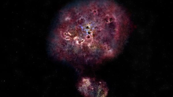 Artist impression of a massive, dusty galaxy. This is similar to what XMM-2599 looked like in visible light when it was forming its stars - Sputnik International