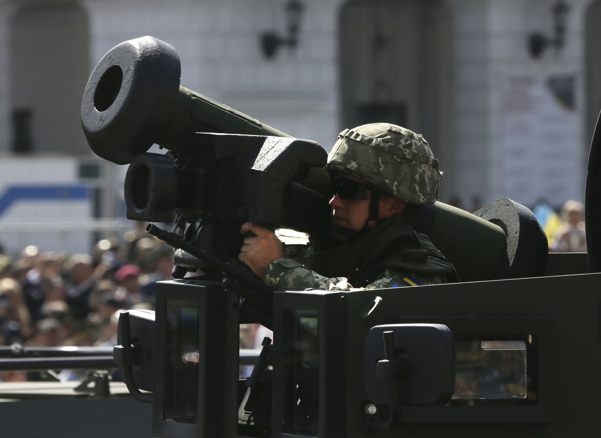 Ukrainian soldier armed with US Javelin ride along Khreshchatyk Street, during a military parade to celebrate Independence Day in Kiev, Ukraine. File photo - Sputnik International, 1920, 14.03.2022