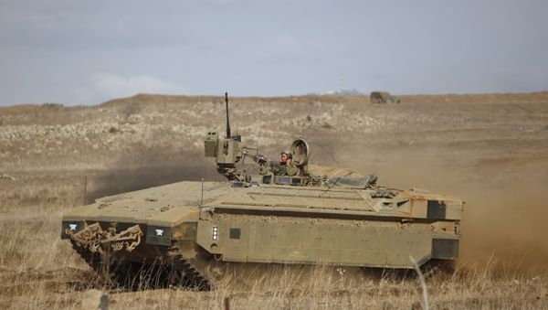 An Israeli Namer armored personnel carrier (APC) in the Israeli-occupied Golan Heights on November 20, 2017 - Sputnik International