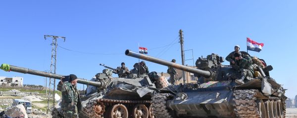 Syrian army units advance in the town of al-Eis in south Aleppo province on February 9, 2020, following battles with rebels and jihadists Syrian army units advance in the town of al-Eis in south Aleppo province on February 9, 2020, following battles with rebels and jihadists - Sputnik International