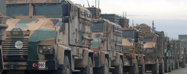 Turkish military vehicles are seen in Hazano near Idlib, Syria, February 11, 2020 Turkish military vehicles are seen in Hazano near Idlib, Syria, February 11, 2020 - Sputnik International