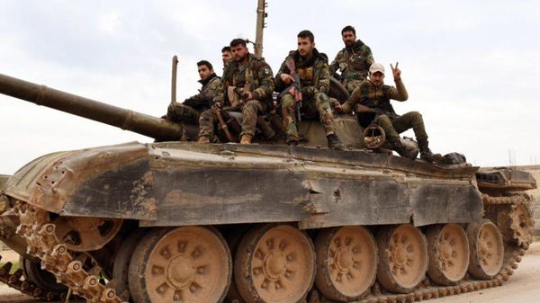 Syrian government forces entering the village of Tel-Toukan, in Idlib province - Sputnik International