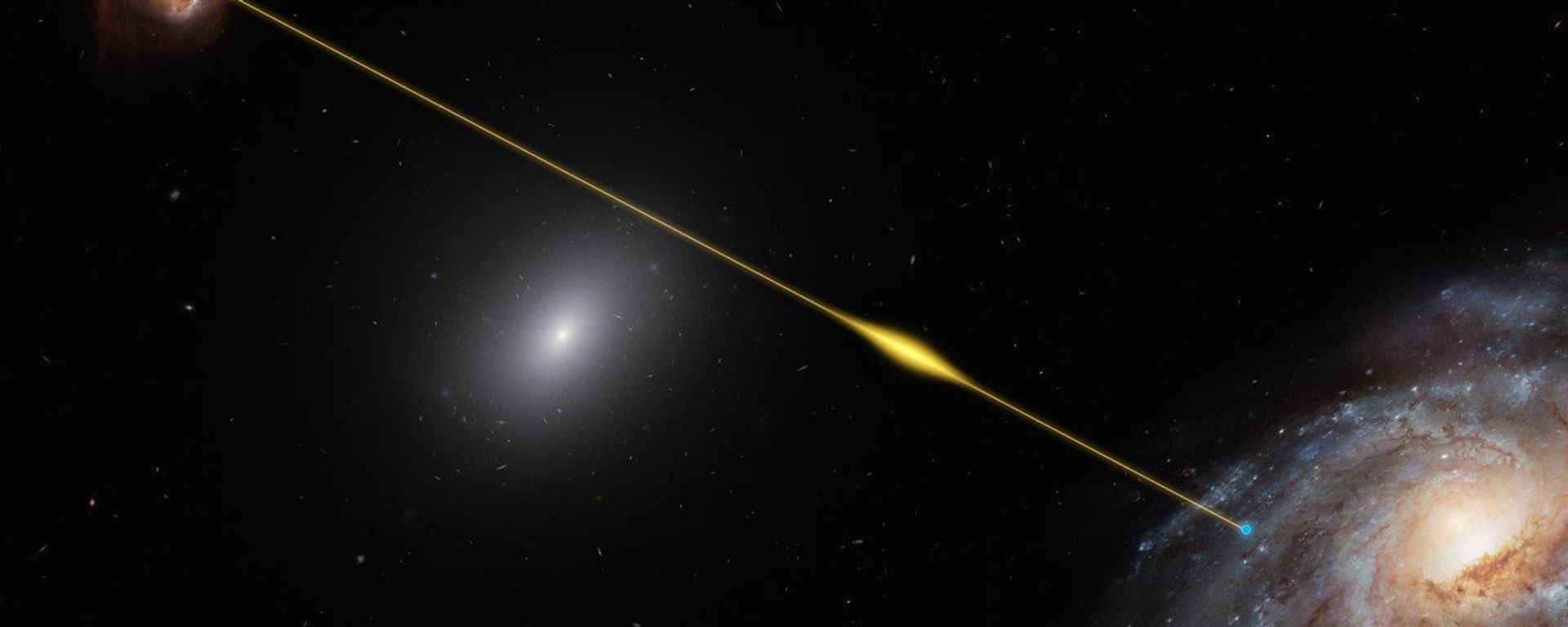Artist’s impression of a fast radio burst FRB 181112 traveling through space and reaching Earth. - Sputnik International, 1920, 21.05.2021