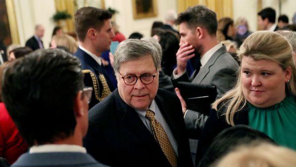 U.S. Attorney General William Barr leaves after the conclusion of the White House Summit on Human Trafficking in the East Room of the White House in Washington, U.S., January 31, 2020. - Sputnik International