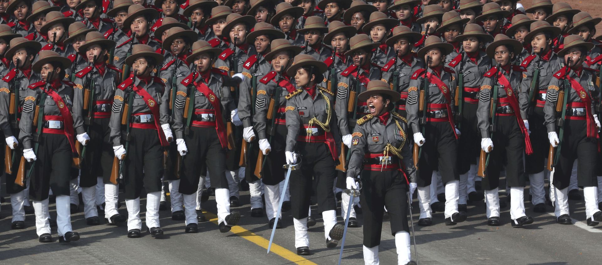 A women's contingent of the paramilitary Assam Rifles participate for the first time at the Republic Day parade in New Delhi, India, Saturday, Jan. 26, 2019 A women's contingent of the paramilitary Assam Rifles participate for the first time at the Republic Day parade in New Delhi, India, Saturday, Jan. 26, 2019 - Sputnik International, 1920, 17.02.2020
