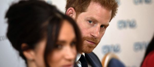 Britain's Prince Harry and Meghan Duchess of Sussex attend a roundtable discussion on gender equality at Windsor Castle in Windsor - Sputnik International
